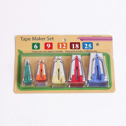 YICBOR Bias Tape Maker Set 6MM/9MM/12MM/18MM/25MM 5 Sizes DIY Quilting Tools Kit