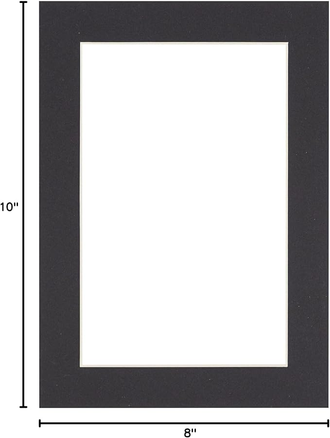 8x10 Mat Bevel Cut for 5.5x8.5 Photos - Acid Free Black Precut Matboard With Backing Board and Crystal Clear, Self Seal Photo Mat Bag - For Pictures, Photos, Framing - 4-ply Thickness
