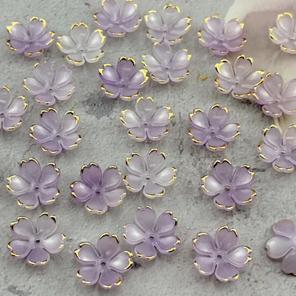 100pcs Acrylic Flower Beads, 19mm Cherry Blossom Plastic Gradient Flower Spacer Beads for DIY Crafts Bracelet Necklace Earrings Jewelry Making(Purple)