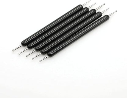 4 Set Embossing Stylus Double End Tracing Dotting Tool, 20 Pcs Ball Embossing Stylus Double End Tracing Dotting Tool for Pottery Clay Craft, Embossing Art (Black)