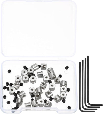 MECCANIXITY 30 Pcs Metal Locking Pin Backs, Locking Pin Keepers Locking Clasp 5mm(H) with 4 Wrench Replacement in Storage Case for Badge, Brooch, Silver Tone