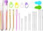 Hekisn 45Pcs Large Eye Blunt Yarn Needles kit, Assorted Sizes Bent Tapestry Darning Needle, Sewing Needles with Needle Threaders & Stitch Markers for Knitting Crochet (Purple&White)