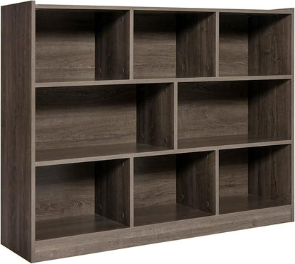 Giantex 8 Cube Bookcase, Freestanding 3-Tier Open Bookshelf, Modern Storage Display Cabinet, Wood Cube Storage Organizer for Living Room, Kid’s Room, Grey