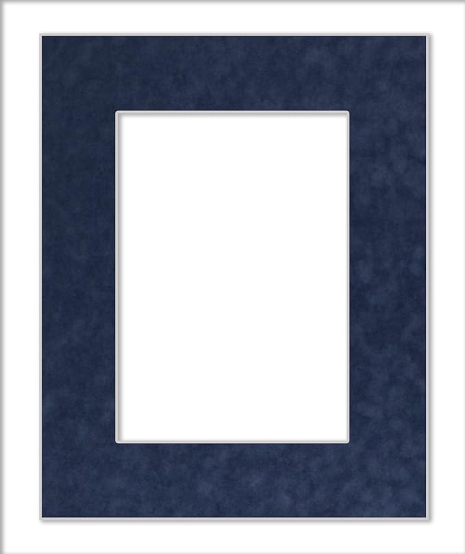 8x10 Mat Bevel Cut for 5x8 Photos - Acid Free Navy Suede Precut Matboard - For Pictures, Photos, Framing - 4-ply Thickness