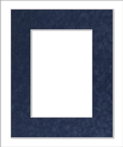 8x10 Mat Bevel Cut for 5x8 Photos - Acid Free Navy Suede Precut Matboard - For Pictures, Photos, Framing - 4-ply Thickness
