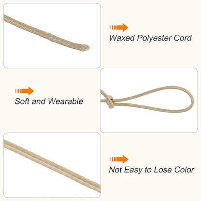 MECCANIXITY Waxed Cord 3mm Waxed Polyester Cord 44 Yard Wax String for Bracelet Making, Necklaces, Beading, Jewelry Making and DIY Crafts(Khaki)