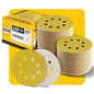 100PCS 5 Inch 150 Grit 125mm 8 Hole Sanding Discs Sandpaper - Premium Gold Round Hook and Loop for Random Orbital Sander - Ideal for Wood, Metal, Automotive
