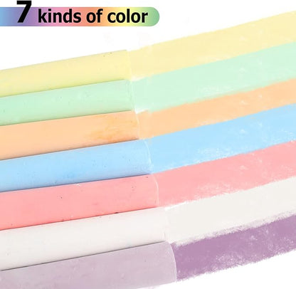 J-hong Washable Sidewalk Chalk Set- 52 Pieces 7 Colors Jumbo Chalk For Kid and Adult, Paint on Classroom Chalkboard or Outdoor Playground, Good Gift for Party