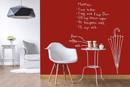 Chalkboard Blackboard Paint - Brush on Wood, Metal, Glass, Wall, Plaster Boards Sign, Frame or Any Surface. Use with Chalk Pen Wet Erase, Non-Toxic - Matte Finish [Red] - (8.5oz Cover 32 sf)