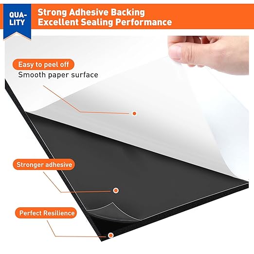 MAGZO 20Pcs Adhesive Foam Padding 1/16 in Thick X 4 in X 4 in,Closed Cell Foam Sheets Neoprene Rubber Self Stick Pads Anti Vibration Pads,Black (4in x 4in x 1/16in, 20Pcs)