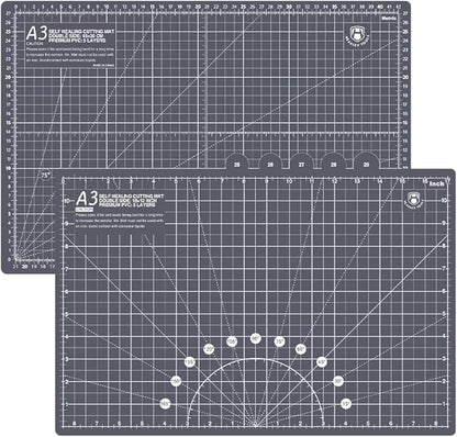 Headley Tools 18"x12" Thickened Self Healing Cutting Mat, A3 Rotary Cutting Sewing Mat for Crafts, Double Sided 5-Ply Table Cutting Board for Fabric Quilting Leather Arts Hobby Project, Grey