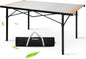 KingCamp Aluminum Folding Lightweight Roll Portable Stable Table for Camping Picnic Barbecue Backyard Party, Indoor & Outdoor, Oversize, Silver Black (Extended Pro, #6P Bamboo)