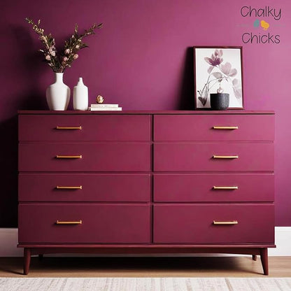Chalky Chicks All-in-One Chalk Paint for Furniture or Cabinet - 8 Fl Oz - Matte Finish Logan Berry (Plum) for Metal, Wood Furniture Paint - No Sanding All-in-One for Home Decor & Crafts, USA Made