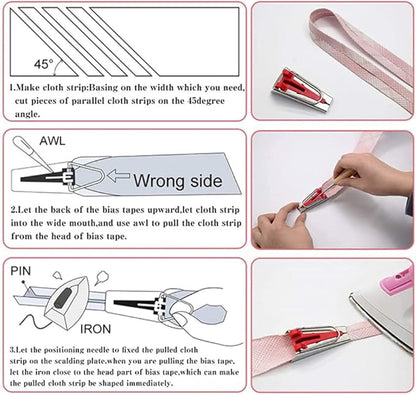 5pcs Bias Tape Makers Set Fabric Tape Maker Tool Set DIY Sewing Quilting Bias Binding Maker 6MM/9MM/12MM/18MM/25MM