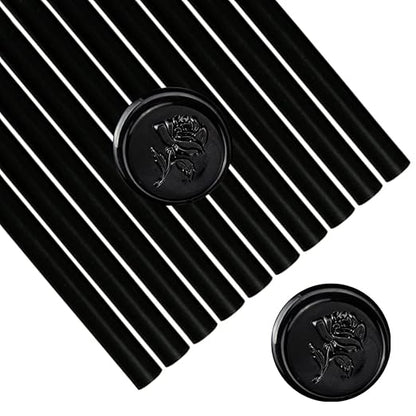 Black Wax Sealing Sticks, ONWINPOR 10pcs Glue Gun Waxs Seal Stick for Waxing Seals Stamp, Melting Waxsealsticks for 0.43'' Glue Gun Waxsealingsticks (Black)