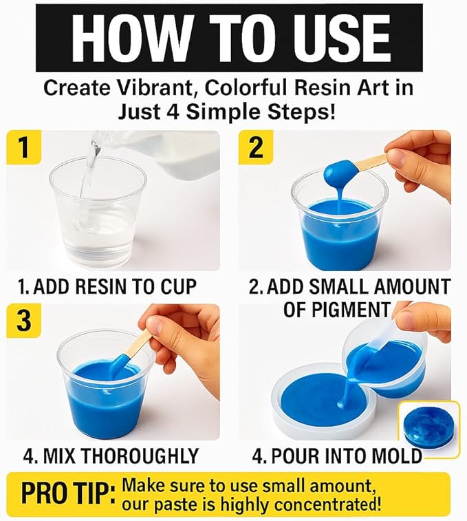 BALTIC DAY 50 Color Epoxy Pigment Paste Set – Opaque Resin Colorant, High Concentration Epoxy Dye & Mica Powder for Resin Art, Jewelry Making, Tumblers, Coasters, River Tables & DIY Crafts