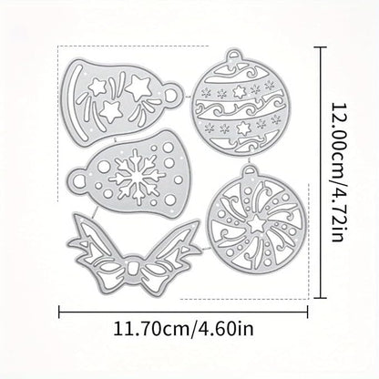 Lapoo Festivals Metal Cutting Die for Scrapbooking - Durable, Cut Stencils for DIY Scrapbook Photo Album Decorative Paper Card, Card Making Supplies, Embossing (Christmas Bells and Bows 4.7 x 4.6 in)
