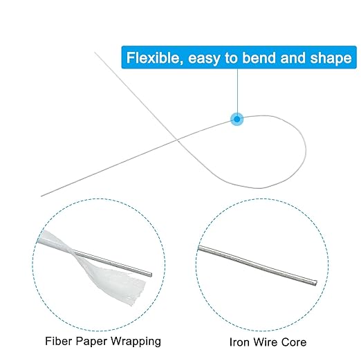 PATIKIL 24 Gauge 16" Floral Stem Wire, 100 Pcs Paper Wrapped Iron Artificial Flower Stem Accessories for DIY Bouquet Stem and Craft Decoration, White