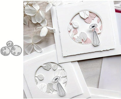 Lapoo Flowers Metal Cutting Die for Scrapbooking - Durable, Cut Stencils for DIY Scrapbook Photo Album Decorative Paper Card, Card Making Supplies, Embossing (Three-Layer Flower Frame 4.2 x 2.9 in)