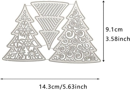 Metal Cutting Dies DIY Merry Christams Embossing Stencil Template Scrapbooking Card Making Mold Photo Album Arts Crafts Tools (Christmas Tree Set-14.3x9.1cm)