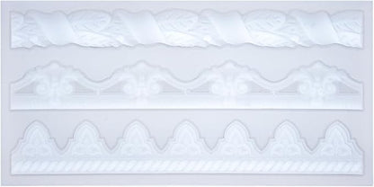Art Molds for Polyclay Air Dry Clay Plaster Epoxy Resin Fondant Cake Decor 3 Border Trimmings