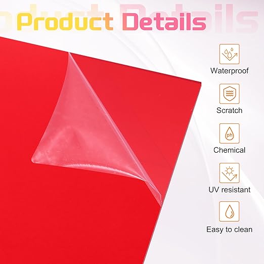 uxcell 4Pcs Acrylic Sheets 12x12 Inch Acrylic Panel 1/8 Inch-3mm Plastic Board for Picture Frames Sign Holders DIY Display Projects Craft, Clear Red