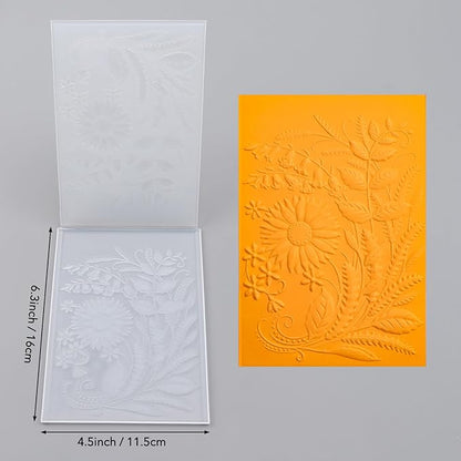 BAOFALI 3D Embossing Folders Sunflowers Leaves Textured for Card Making,Embossing Template Paper Card Embossing Stencil for DIY Scrapbooking Photo Album Card Paper Craft Decoration 6.3" L x 4.5" W