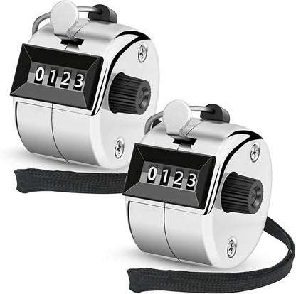 2 Pcs Clicker Counter, Hand Tally Counter with Large Display - Mechanical Pitch Counter Clicker for Baseball, Inventory, People Counting, Events, Gym Reps(Silver)