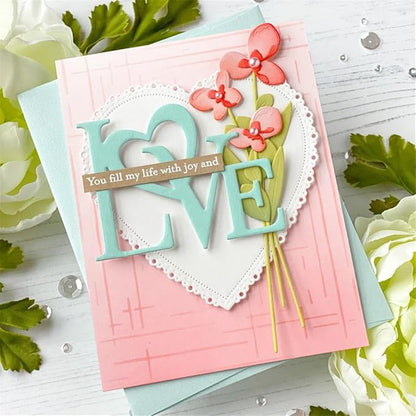 Mvchifay Cutting Dies for Card Making Metal Die-Cuts Scrapbooking Tool Hollow Frame DIY Craft Punch Template Embossing for Paper Album Decor (Word A-Love 8.2x6.6cm)