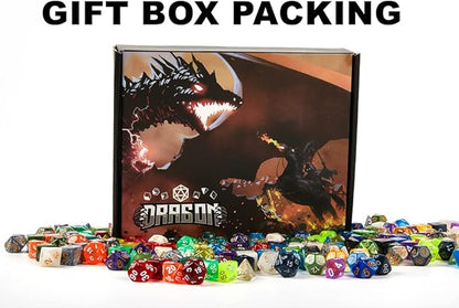 DND Dice Set 42 Pcs Polyhedral Dungeons and Dragons Rolling Dice for D&D RPG MTG Table Games Dice Bulk with Colorful Drawstring Bags and Dice Tray (Single)