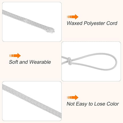 MECCANIXITY Waxed Cord 2.5mm Waxed Polyester Cord 87 Yard Wax String for Bracelet Making, Necklaces, Beading, Jewelry Making and DIY Crafts(Light Gray)