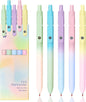 Gel Pens, 5 Pcs Black Ink Pens for Women, 0.7mm Medium Point Smooth Writing Pens with Silicone Grip, High-End Series Metal Clip Retractable Pens for Journaling Note Taking (5 Pcs Pastel)
