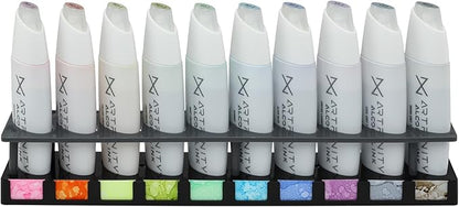 Artfinity Alcohol Ink Pretty in Pastel Set of 10 Colors (25 ml) with Free Acrylic Stand - for Painting or Alcohol Marker Refill Ink, Acid-Free, Fast-Drying, Permanent, Transparent, Swatch Template