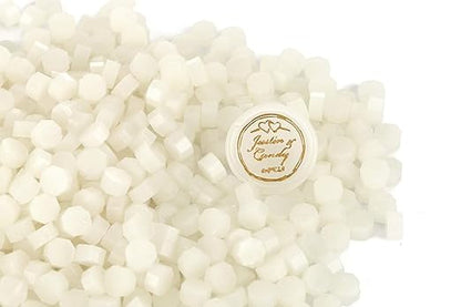 Yoption 360Pcs Cream White Sealing Wax Beads with 2 Spoons and 4 Tea Candles for Wax Seal Stamps, Cards, Wedding Invitations, Wine Packaging, Gift Wrap, Envelopes