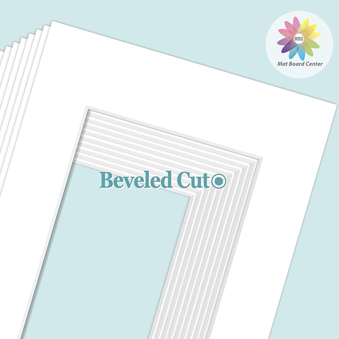 MBC MAT BOARD CENTER, 10 Pack 4x6 for 3x5 White Picture Mats Frame Mattes, Bevel Cut, Acid Free, 4-ply Thickness