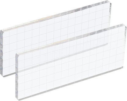 PATIKIL 6" x 3" Acrylic Stamp Block, 2 Pack Clear Stamping Block with Grid Lines Decorative Mounting Blocks Square for Scrapbooking DIY Crafts Card Making