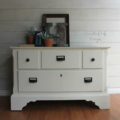 Dixie Belle Paint Company Chalk Finish Furniture Paint - Buttercream (16oz) - Matte Creamy White Chic Chalk Mineral DIY Furniture Paint