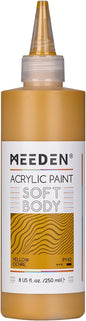 MEEDEN Soft Body Acrylic Paint: Yellow Ochre Matte Finish - 250ml/8.45oz Bulk Acrylic Colors in Ergonomic Bottle - Fluid Flow Art Paints for Artists Canvas Painting