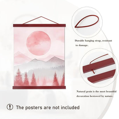 Artmag Magnetic Poster Hanger Frame, 11x14 11x17 Light Wood Wooden Magnet Canvas Artwork Print Poster Hangers Frames Hanging Kit (Mahogany, 11")