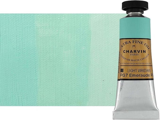 Charvin Extra Fine Oil Paint, Viridian Light 20 mL - Triple-Milled, Rich Texture, Poppy Oil-Based, Light-Fast, Handmade, Archival Quality