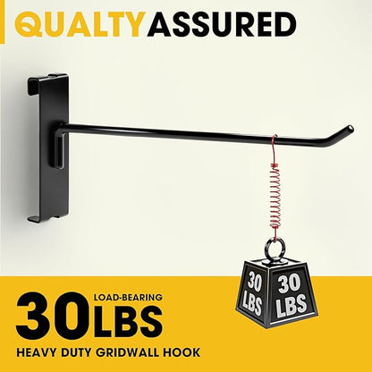 Gridwall Hooks 6 Inch, 60 Pack Heavy Duty Display Hooks for Grid Wall, Grid Panel Hooks Hangers, Grid Wall Accessories for Retail, Craft Shows, Home Setup, and Customized Display, Black