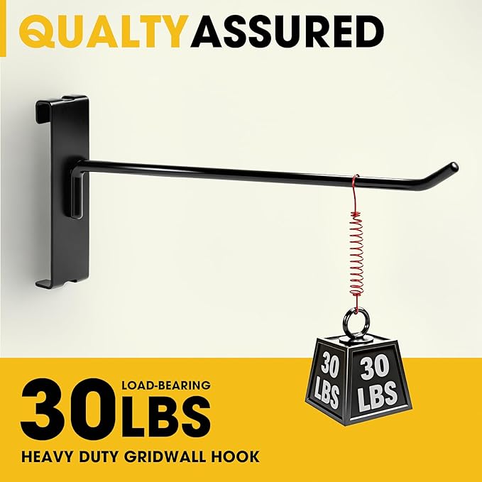 Gridwall Hooks 2 Inch, 4 Inch, 6 Inch, 60 Pack Heavy Duty Display Hook for Wire Grid Wall Panel, Grid Wall Accessories for Retail, Craft Shows, Home Setup and Customized Display, Black