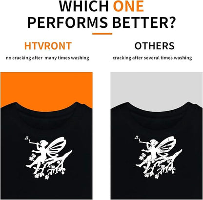 HTVRONT White HTV Heat Transfer Vinyl Bundle: 24 Pack 12"x12" Iron on Vinyl Sheets for T-Shirt (1 PTFE Sheet Included), PU HTV Easy to Cut & Weed for Heat Design