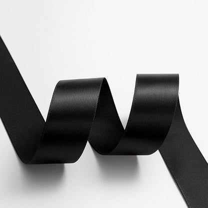 1" x 100 Yards Black Polyester Satin Ribbon Single Faced Bulk Fabric Ribbons for Gift Wrapping, Crafting, Bows Making, Flower Bouquet, Wedding, Home Decor