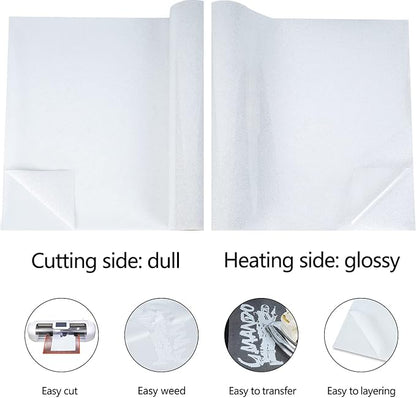 guangyintong Glitter White Heat Transfer Vinyl HTV Rolls, 12" x 8ft Iron on Vinyl for T Shirts Glitter White HTV Vinyl for All Cutter Machines Easy to Cut & Weed for Heat Vinyl Design