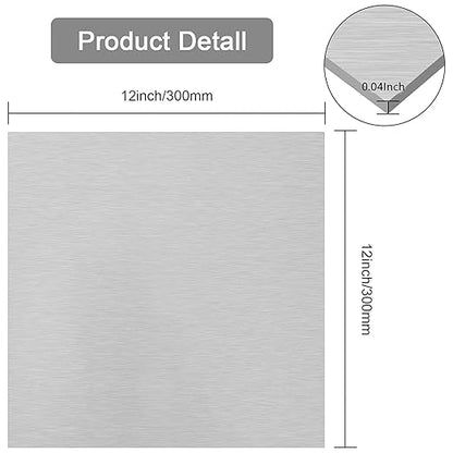 6061 T651 Aluminum Sheet Metal 12" x 12" x 0.04"(1mm) Flat Plain Thin Aluminum Sheet Plate Covered with Protective Film, Heat Treatable Rectangle Aluminum Metal Plate for Crafting, Industrial