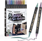 TRANSON 12Colors Metallic Paint Markers Brush and Fine Dual-tip for Rock Wood Ceramic Canvas DIY Painting Drawing