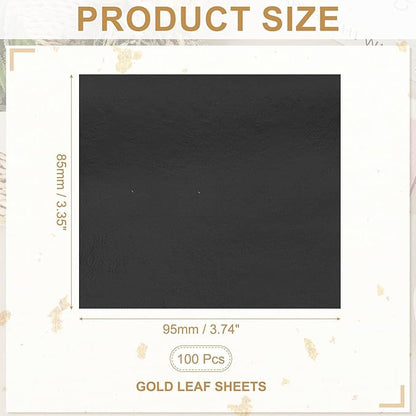 PATIKIL Gold Leaf Sheets for Art 3.7" x 3.4", 100 Pcs Gold Foil Sheet Metallic Leaf Papers for DIY Crafts Resin Furniture Nails Paintings Home Decoration, Black