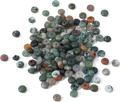 Natural Indian Agate Disk Stone Beads 4x2mm 160pcs Rondelle Loose Semi Gemstone Beads for Jewelry Making Design