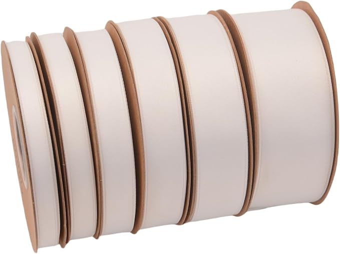 Double Side Satin Ribbon, Continuous 20 Yards,Use for Craft Bows Bouquet, Gift Wrapping, Wedding Decoration, Floral Arrangement (White, 1 inch)